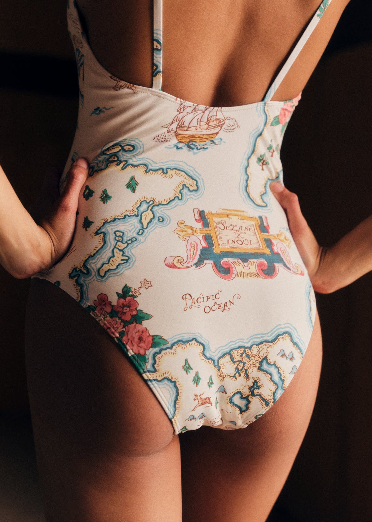 Maillot de Bain Floralia - Sézane x Inoui Editions - Imprimé Cartes Du Monde