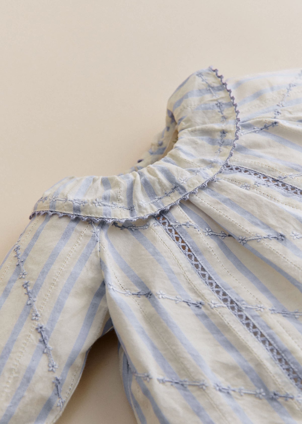 Blouse Héloïse - Rayures Lavande Broderie
