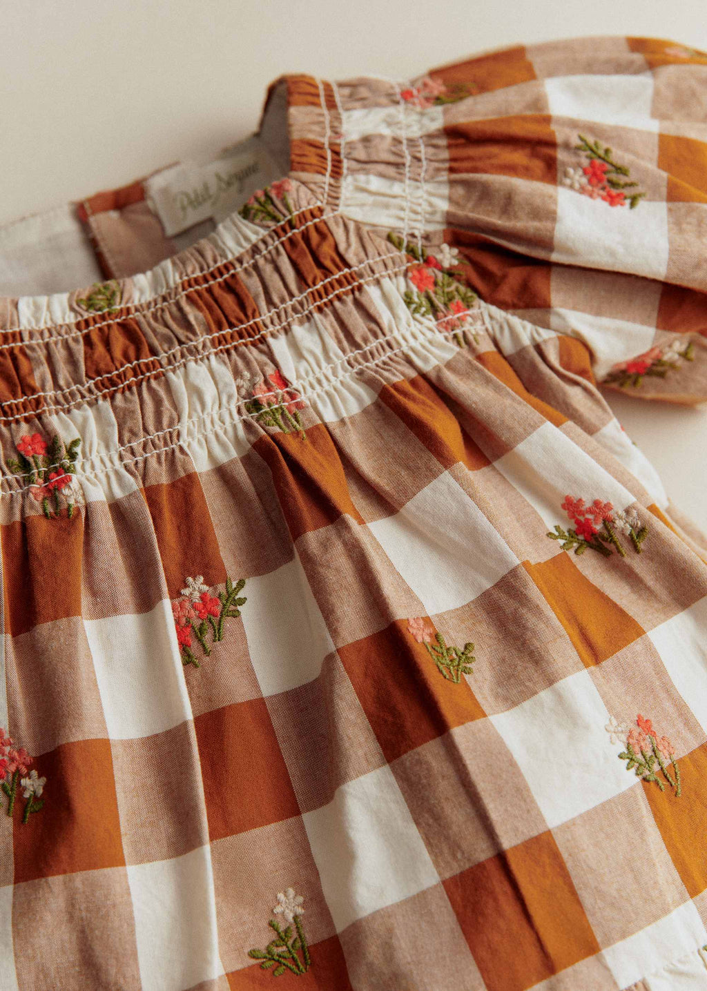Robe Lucinda - Maxi Vichy Caramel / Ecru