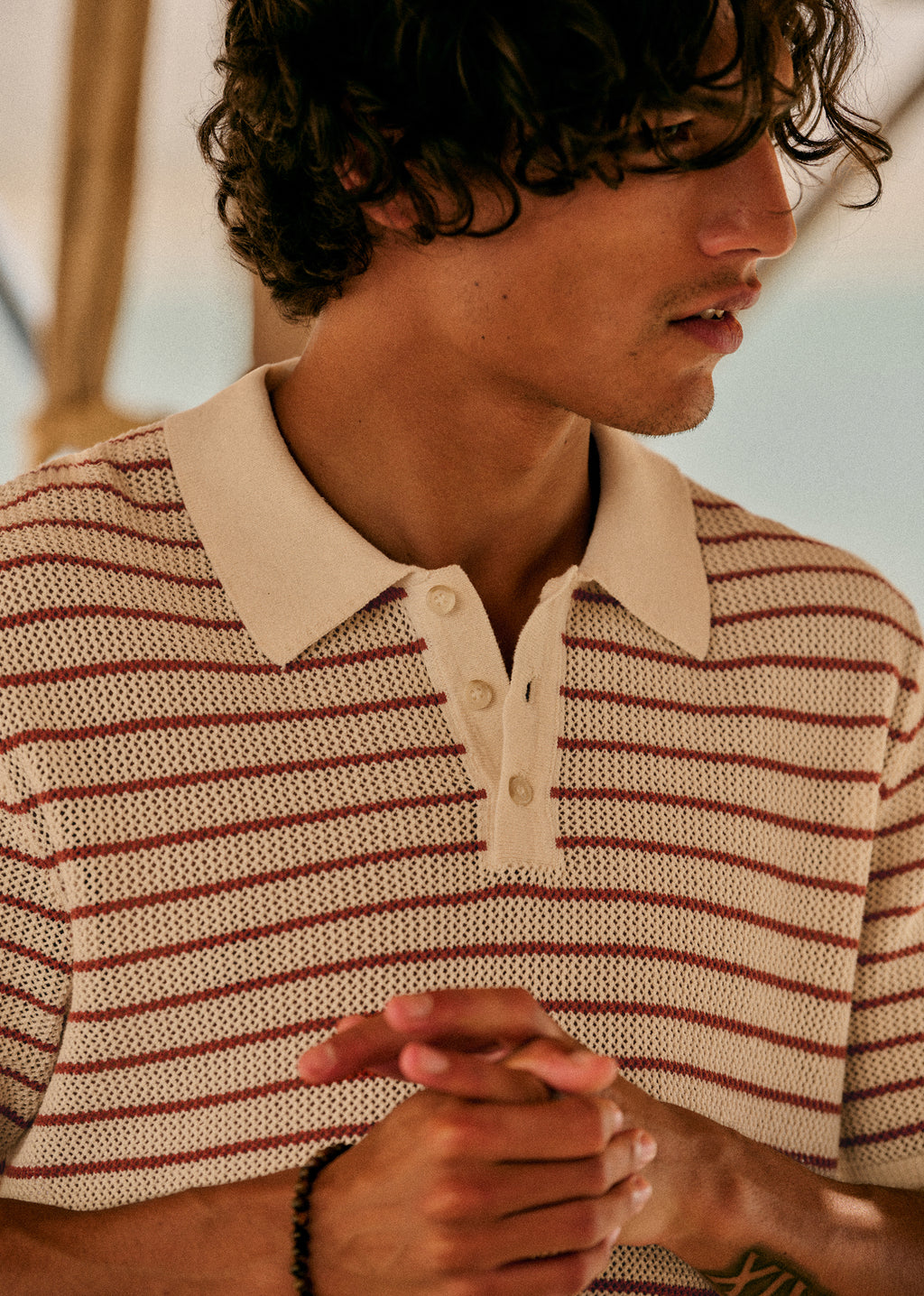 Polo Maille Malo - Écru / Rouille