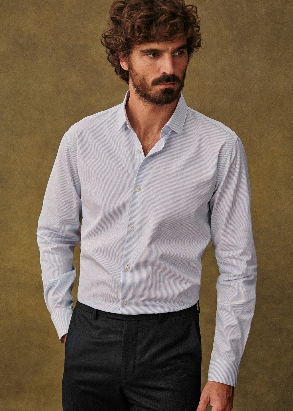 Chemise Allen Popeline - Rayures Fines Bleues