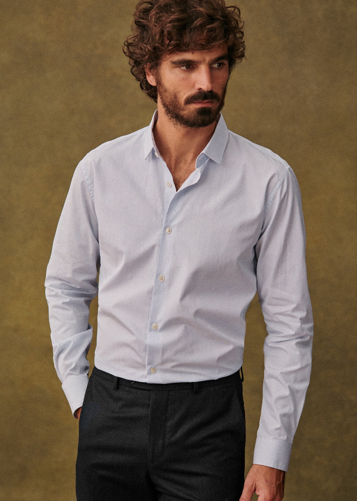Chemise Allen Popeline - Rayures Fines Bleues
