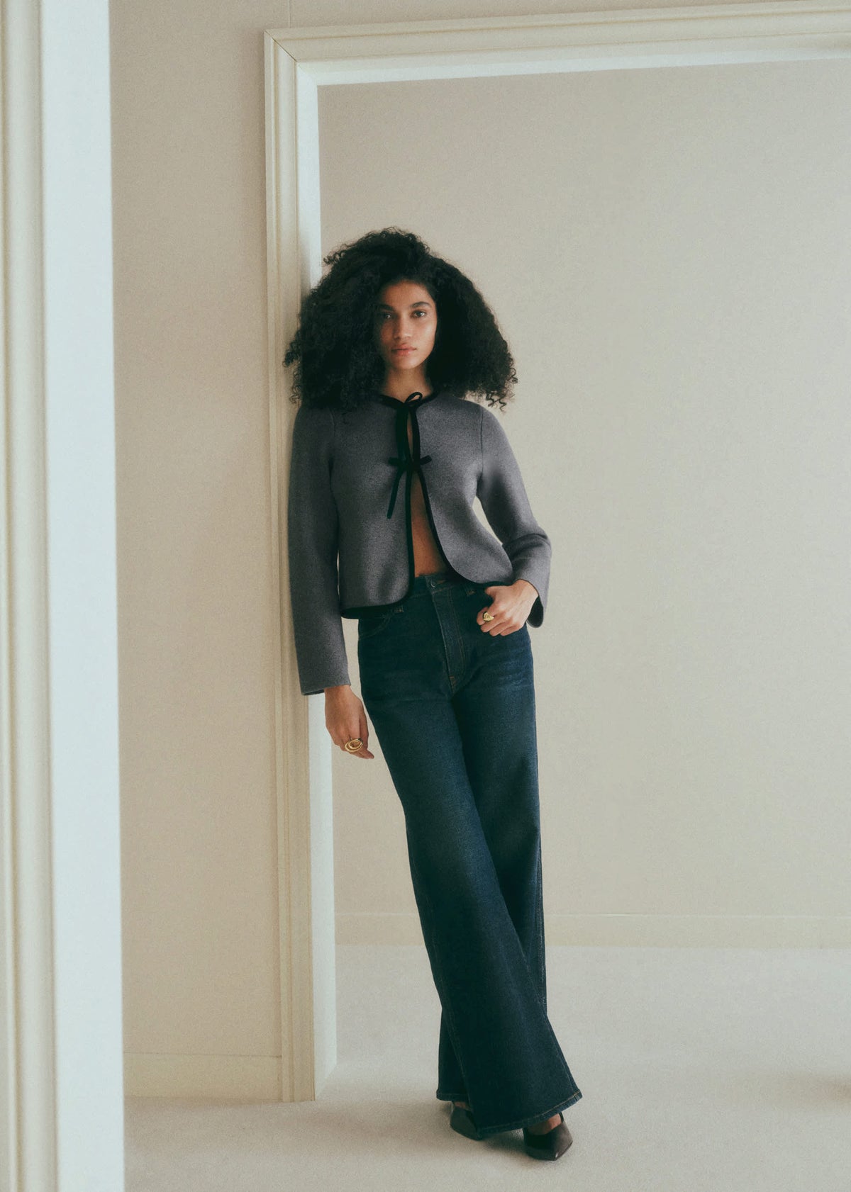 Gilet Susie - Gris détails noir
