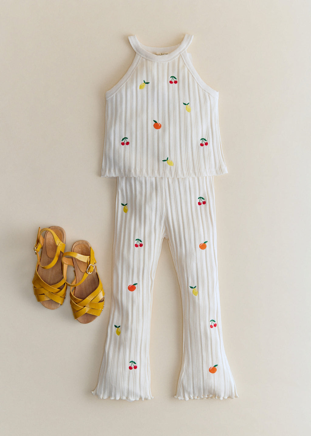 Pantalon Julia - Ecru / Broderie Fruit