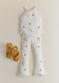 Pantalon Julia - Ecru / Broderie Fruit