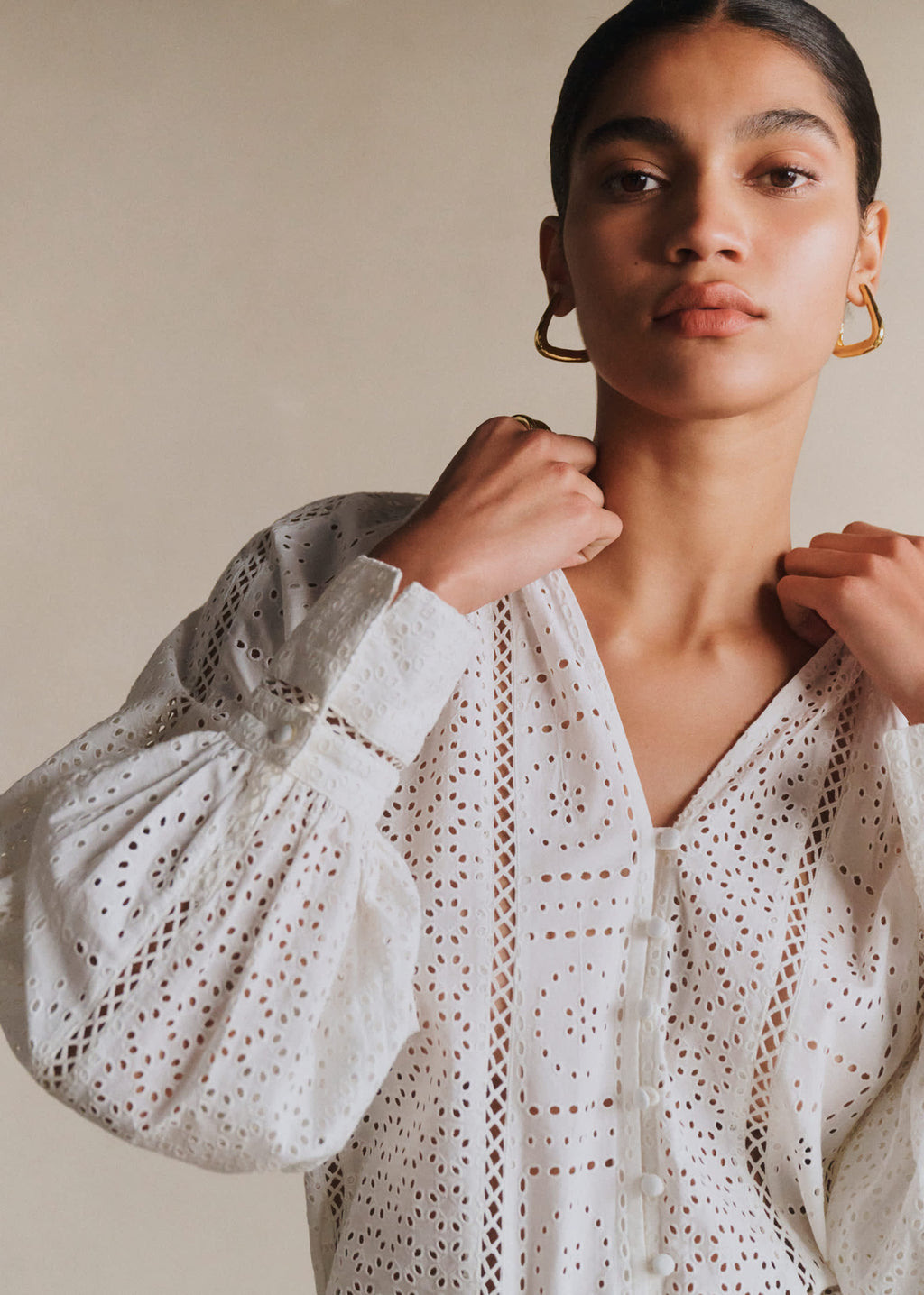 Chemise Roma - Broderie Unie Ecru