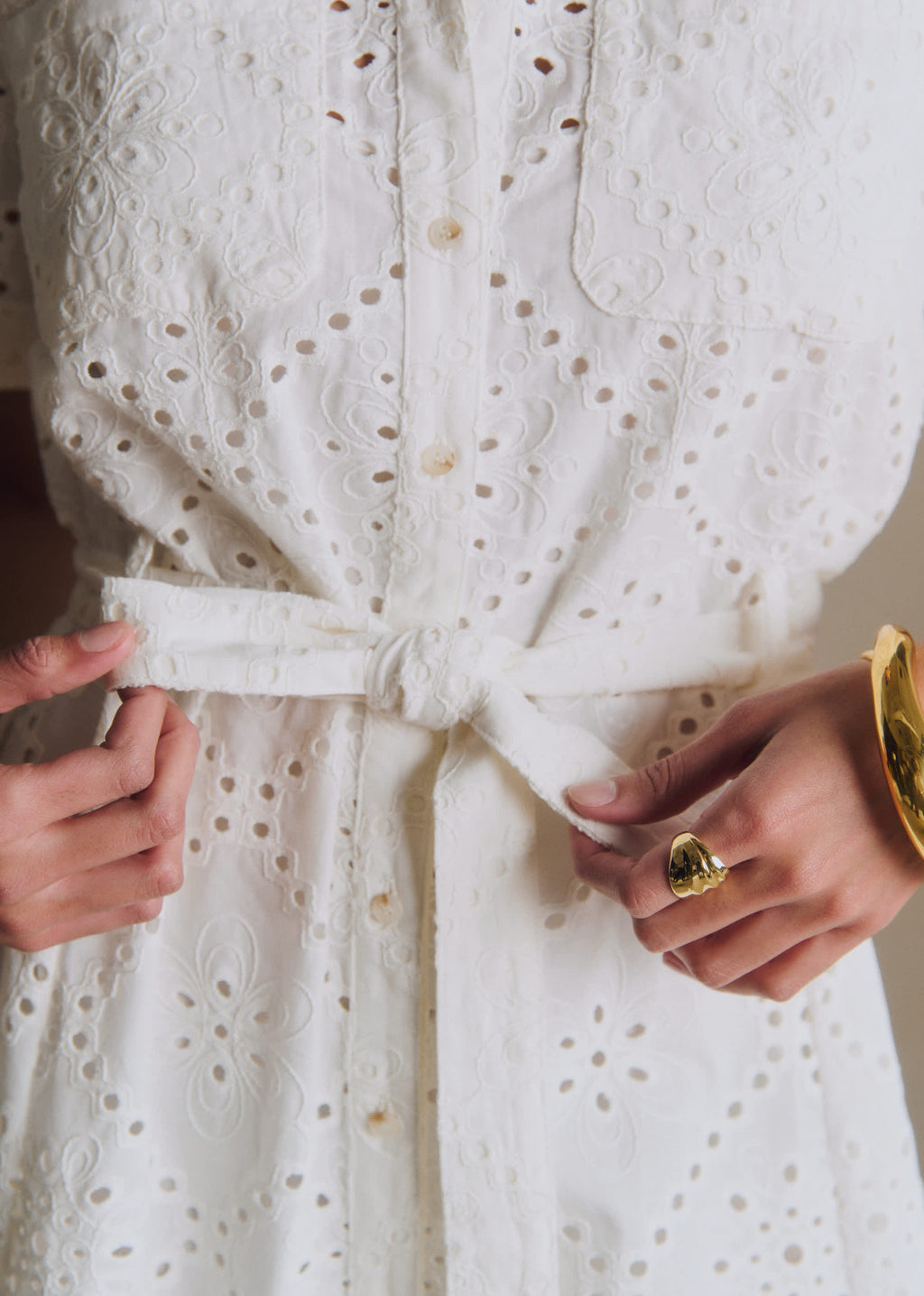 Robe Adèle - Broderie Unie Volute Écru