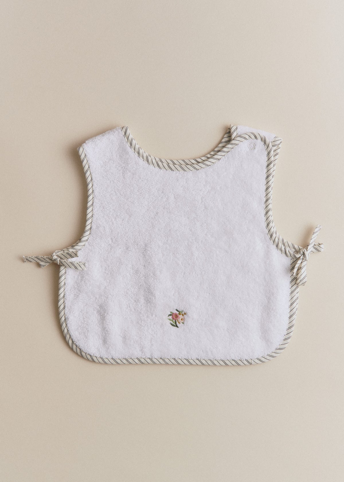 Bavoir - Rayures Broderie Fleurs