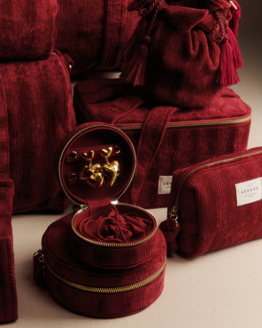 Écrin à bijoux velours milleraie - Rouge