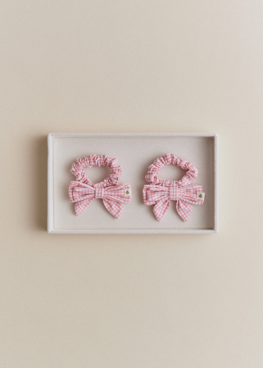 Lot de 2 Chouchou Noeud - Vichy Rose