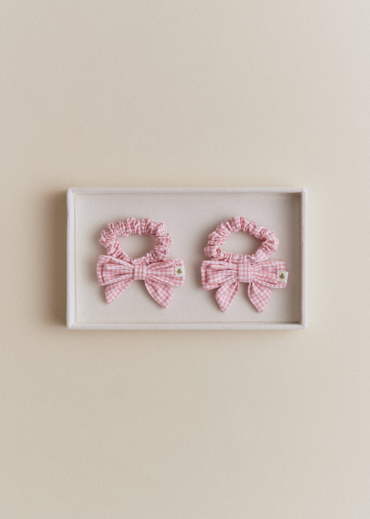 Lot de 2 Chouchou Noeud - Vichy Rose