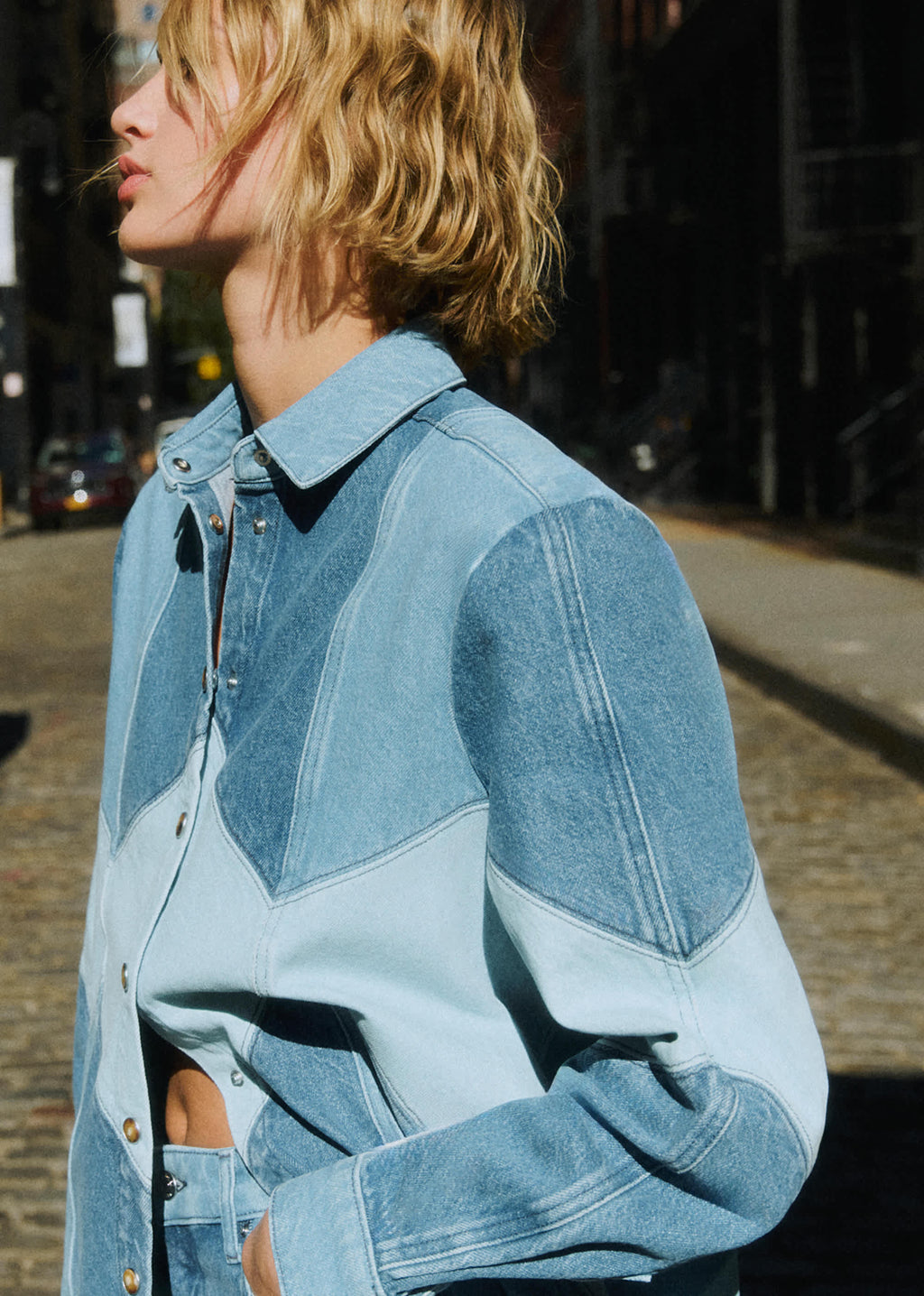Chemise Marzia - Patchwork Denim Bleu Clair