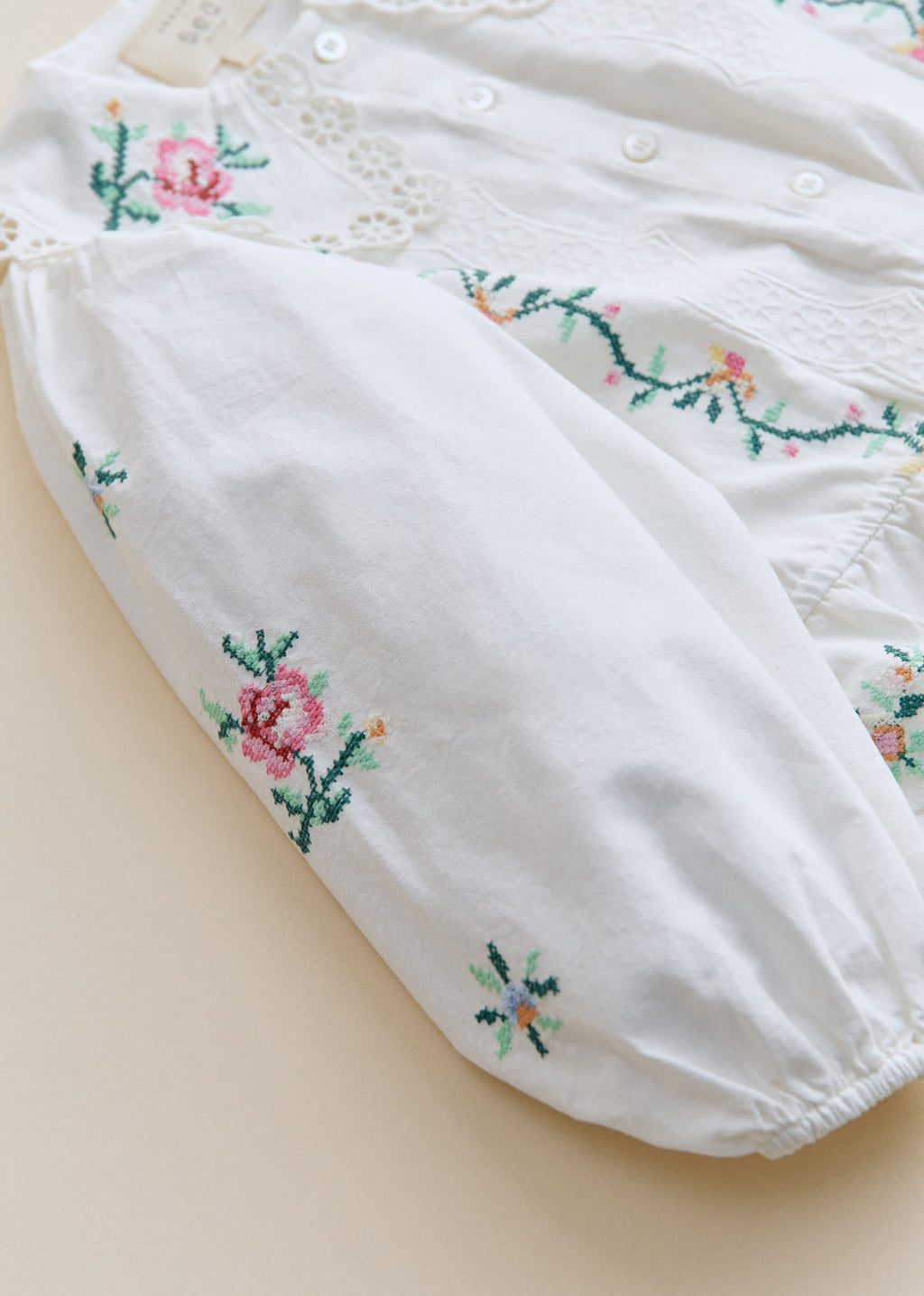 Chemise Henria - Sézane x SEA NY - Broderie Contrastée Mini Multico Fond Écru