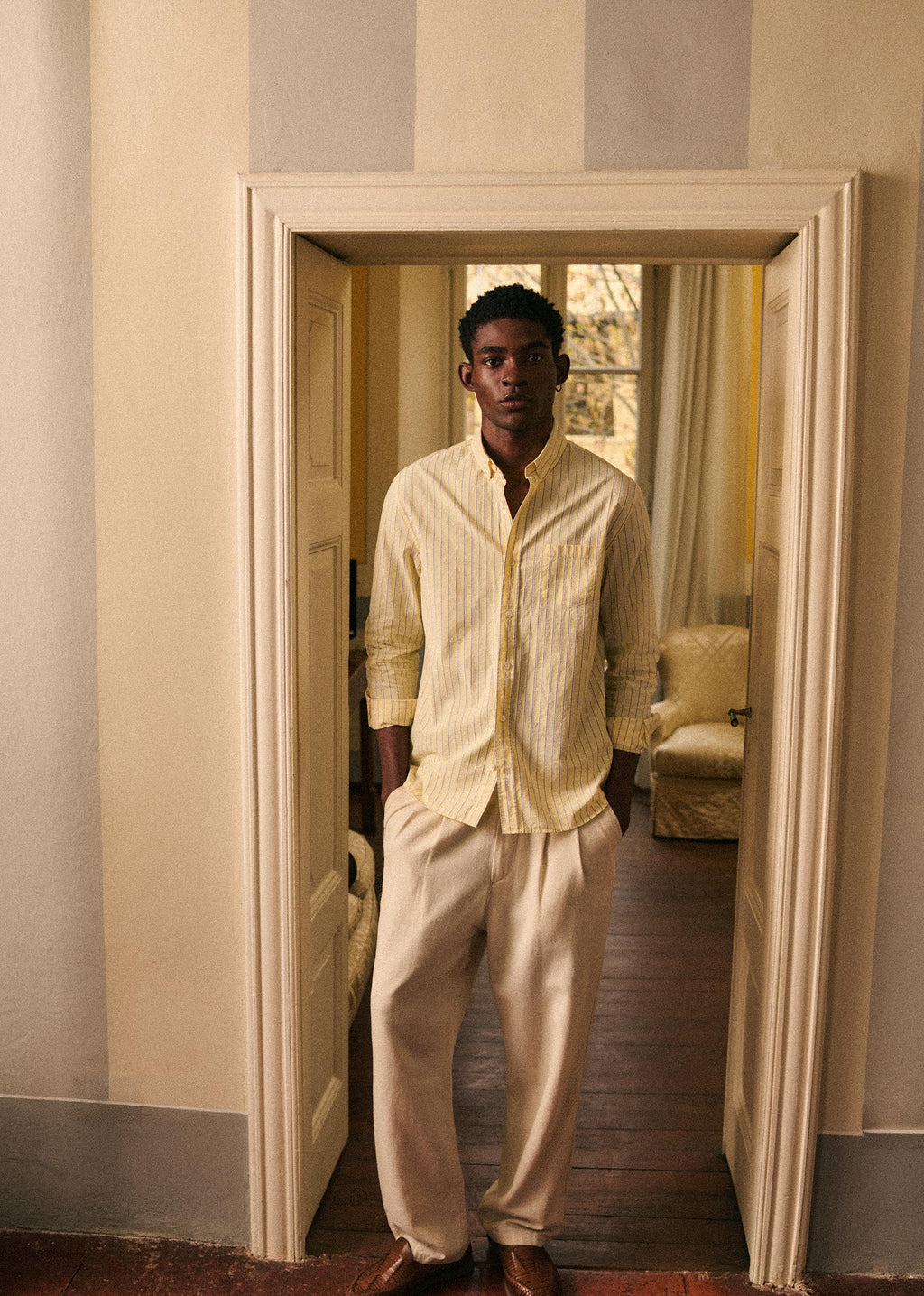 Chemise Charlie - Jaune Rayures Bleues