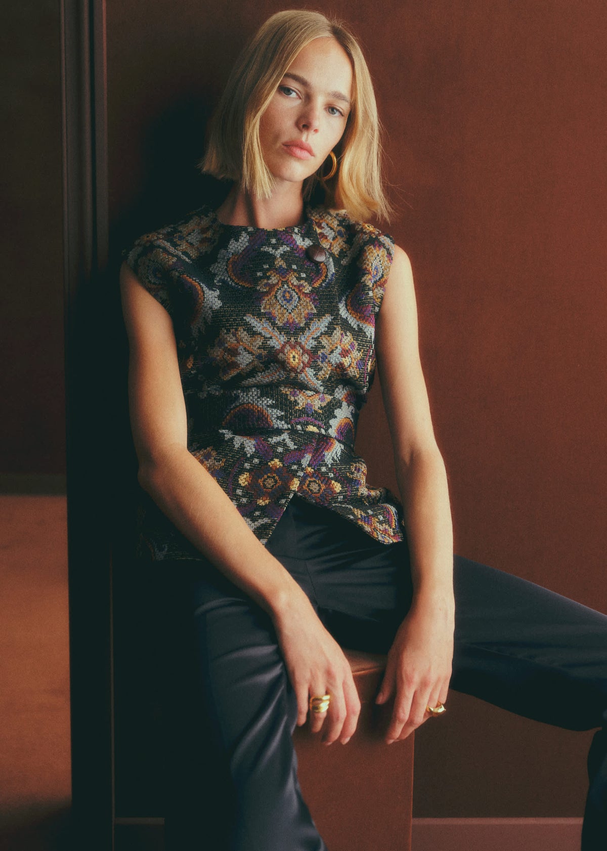 Veste Sebastine - Jacquard Royal Noir