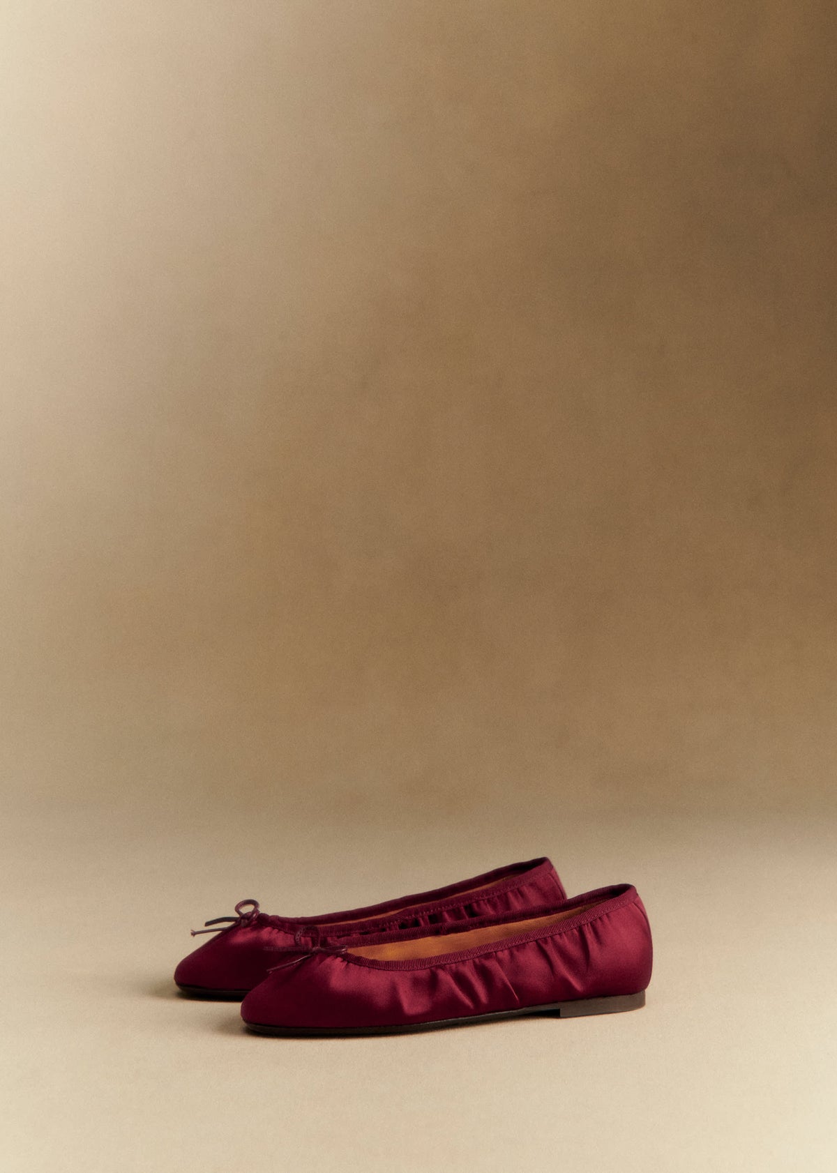 Ballerines Low Agathe - Bordeaux Satin Plissé