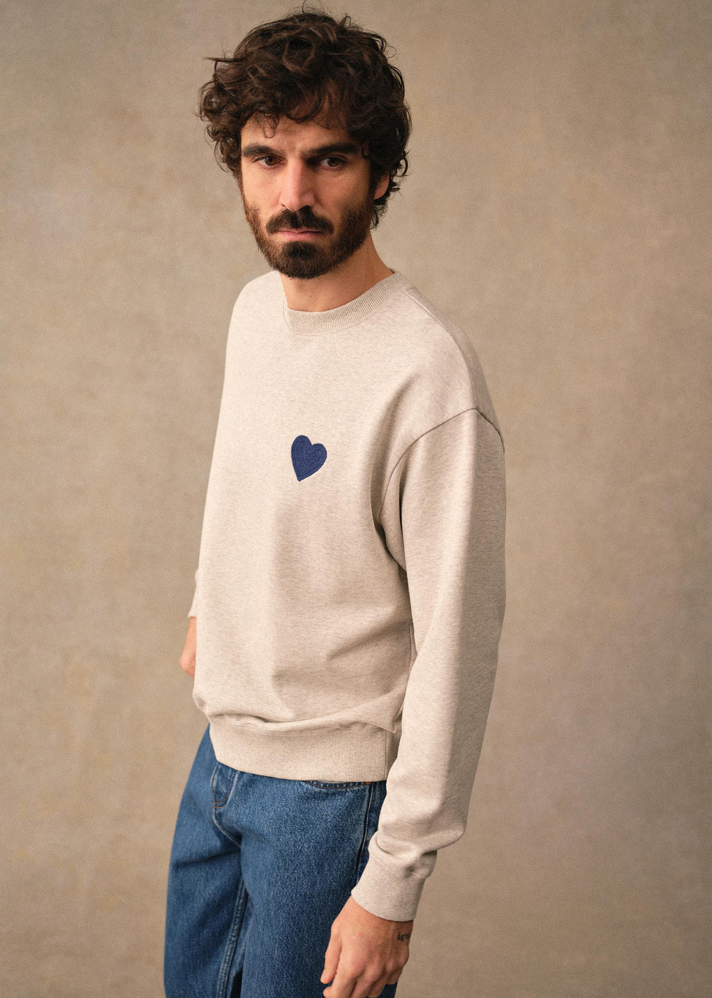 Sweatshirt Coeur Chaînette - Gris Chiné