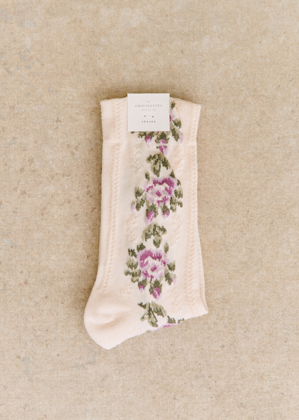 Chaussettes Diana - Fleurs Vintage Ecru