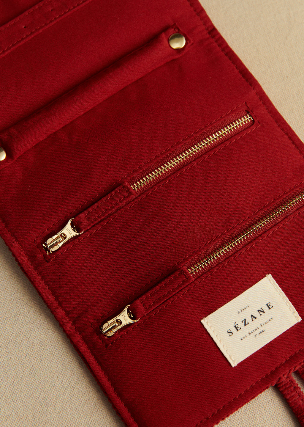 Pochette bijoux velours milleraie - Rouge