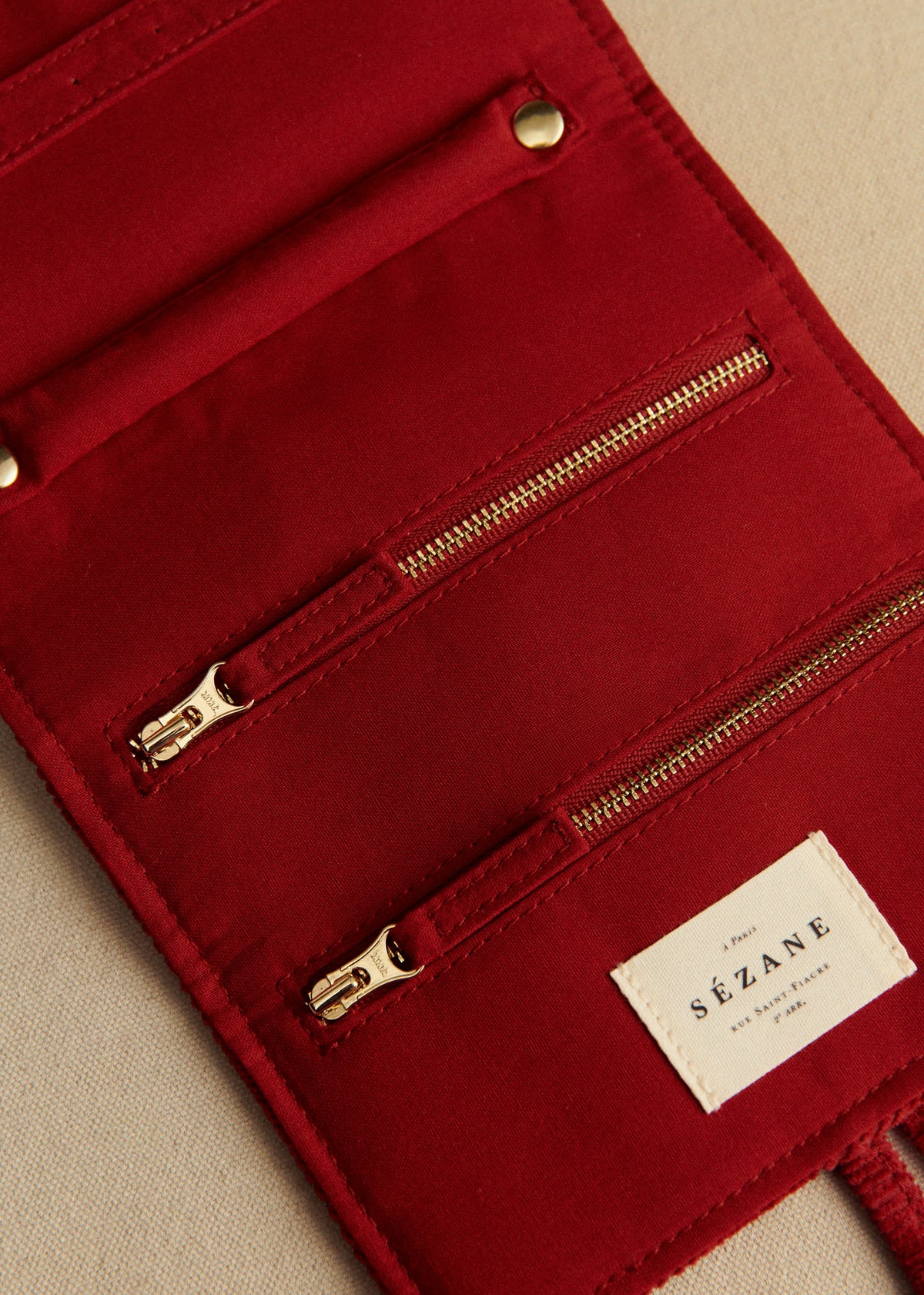 Pochette bijoux velours milleraie - Rouge