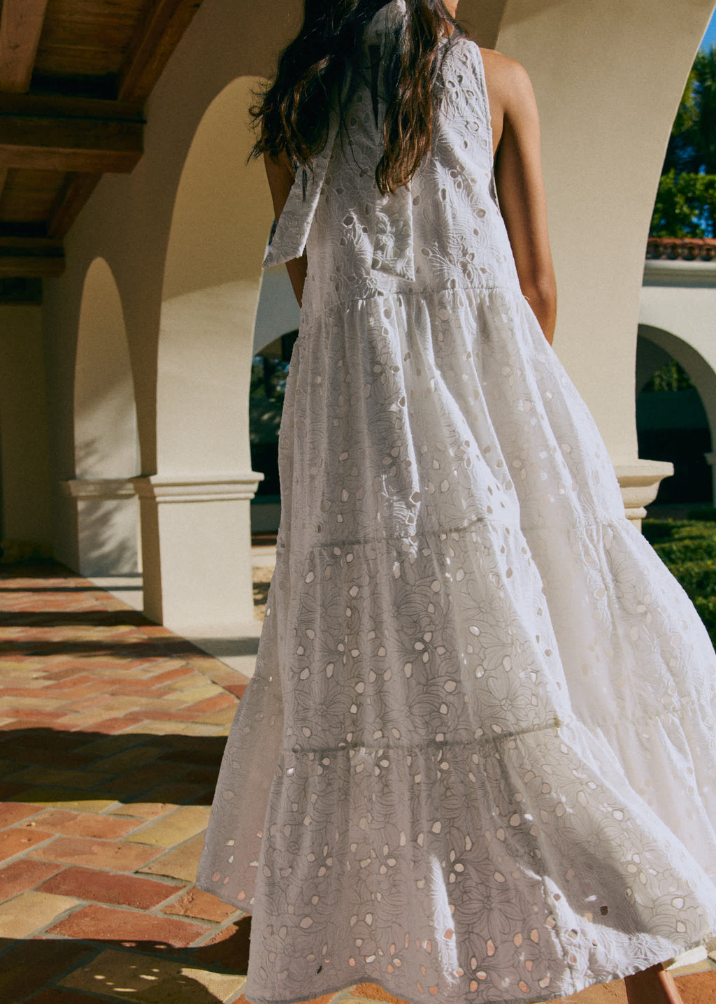 Robe Olany - Broderie Unie Fleurs Maxi Écru