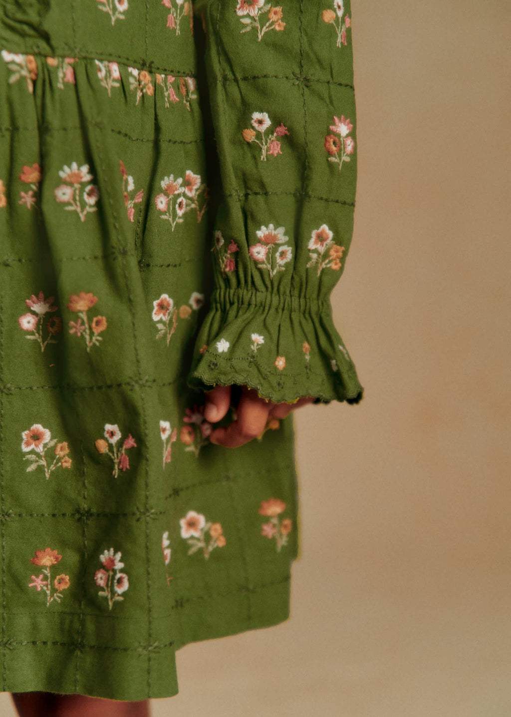 Robe Romina - Olive / broderie herbier