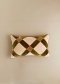 Coussin Velours Patchwork - Petit modèle - Beige et Kaki