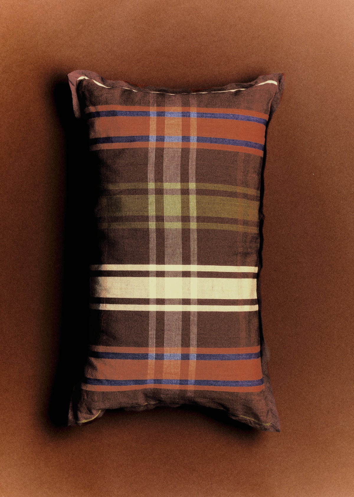 Coussin Tissé - Petit modèle - Carreaux Chocolat et Blush