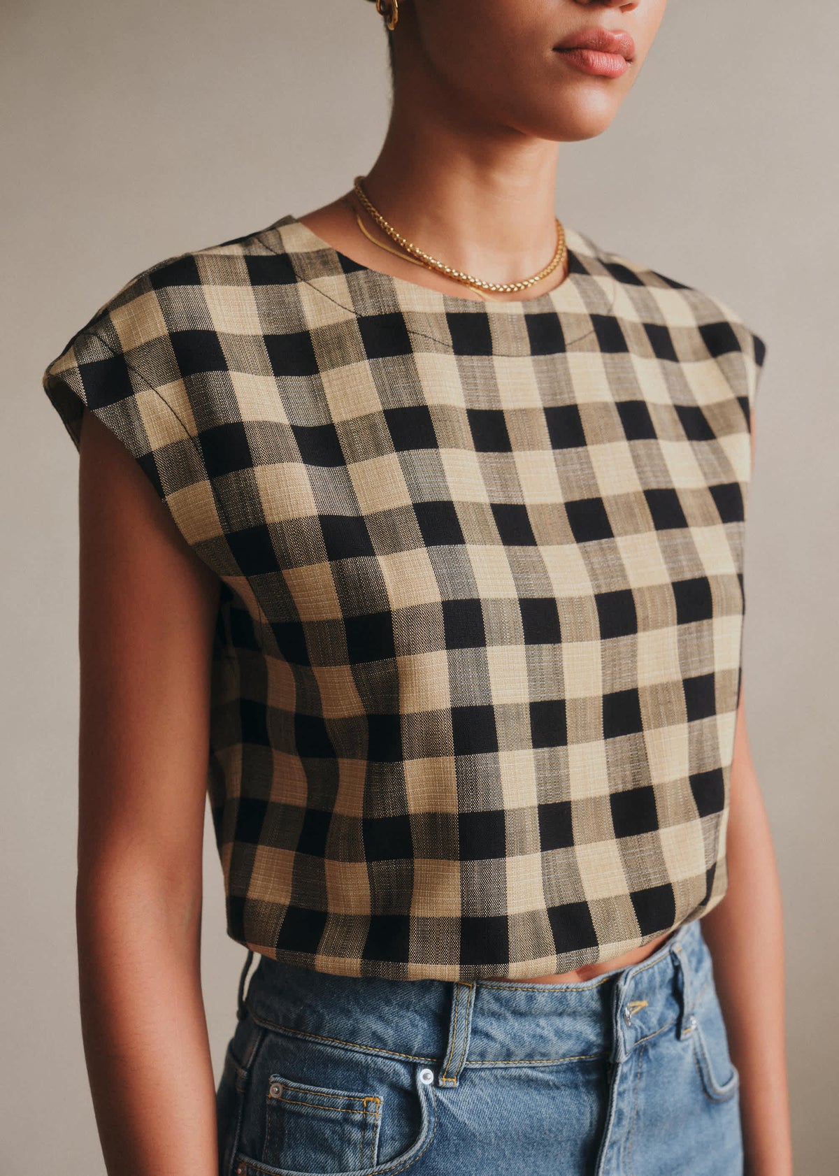 Blouse EIDRA - Vichy Beige Noir