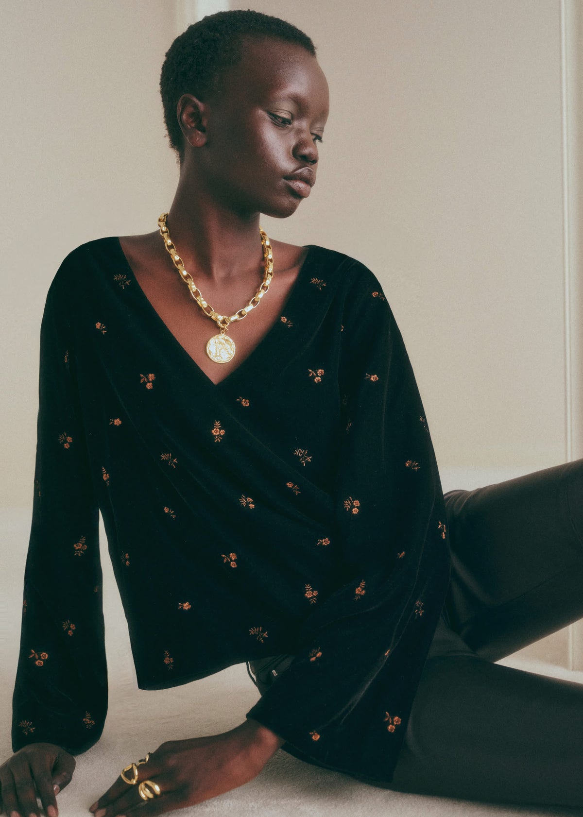 Blouse Shiny - Cuivre fond noir