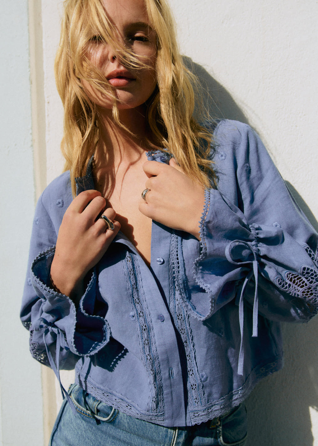 Chemise Akiraly - Broderie Unie Oeillet Bleu