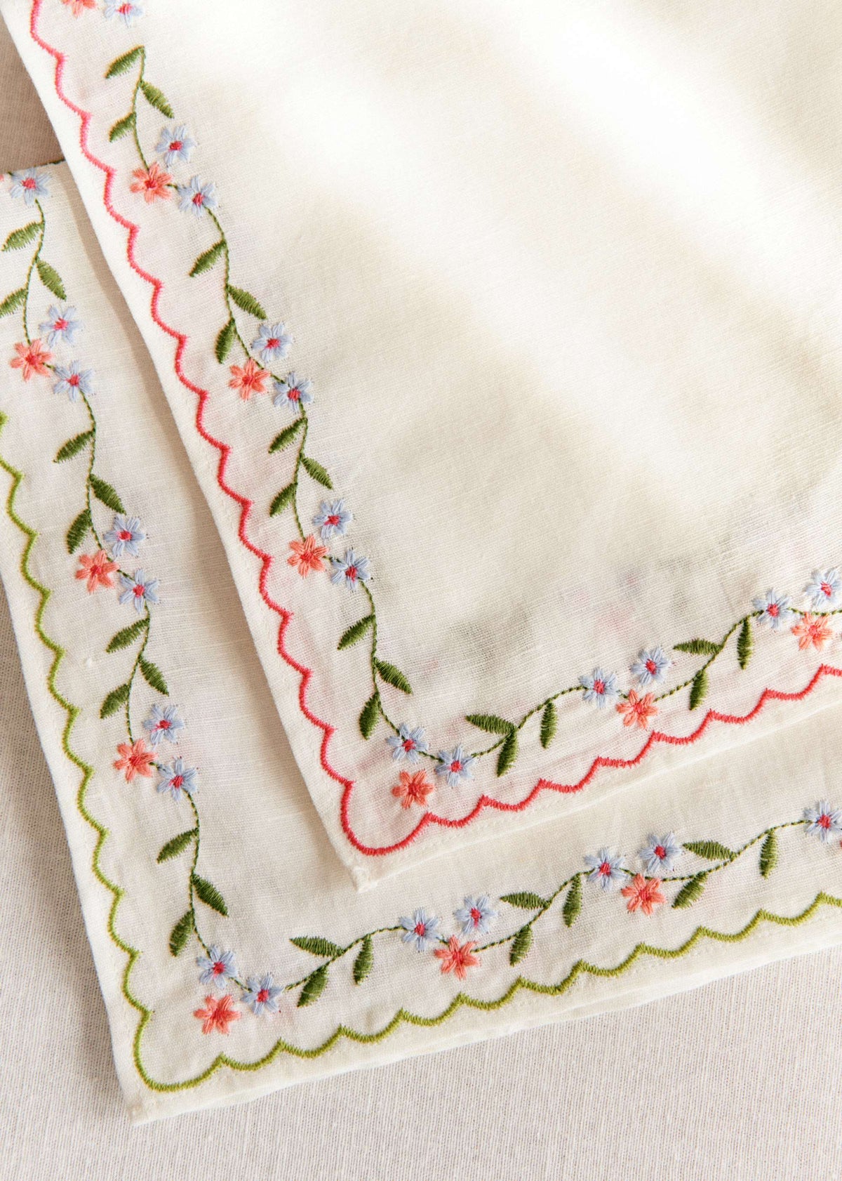 Set de 2 serviettes brodées - Les petites fleurs