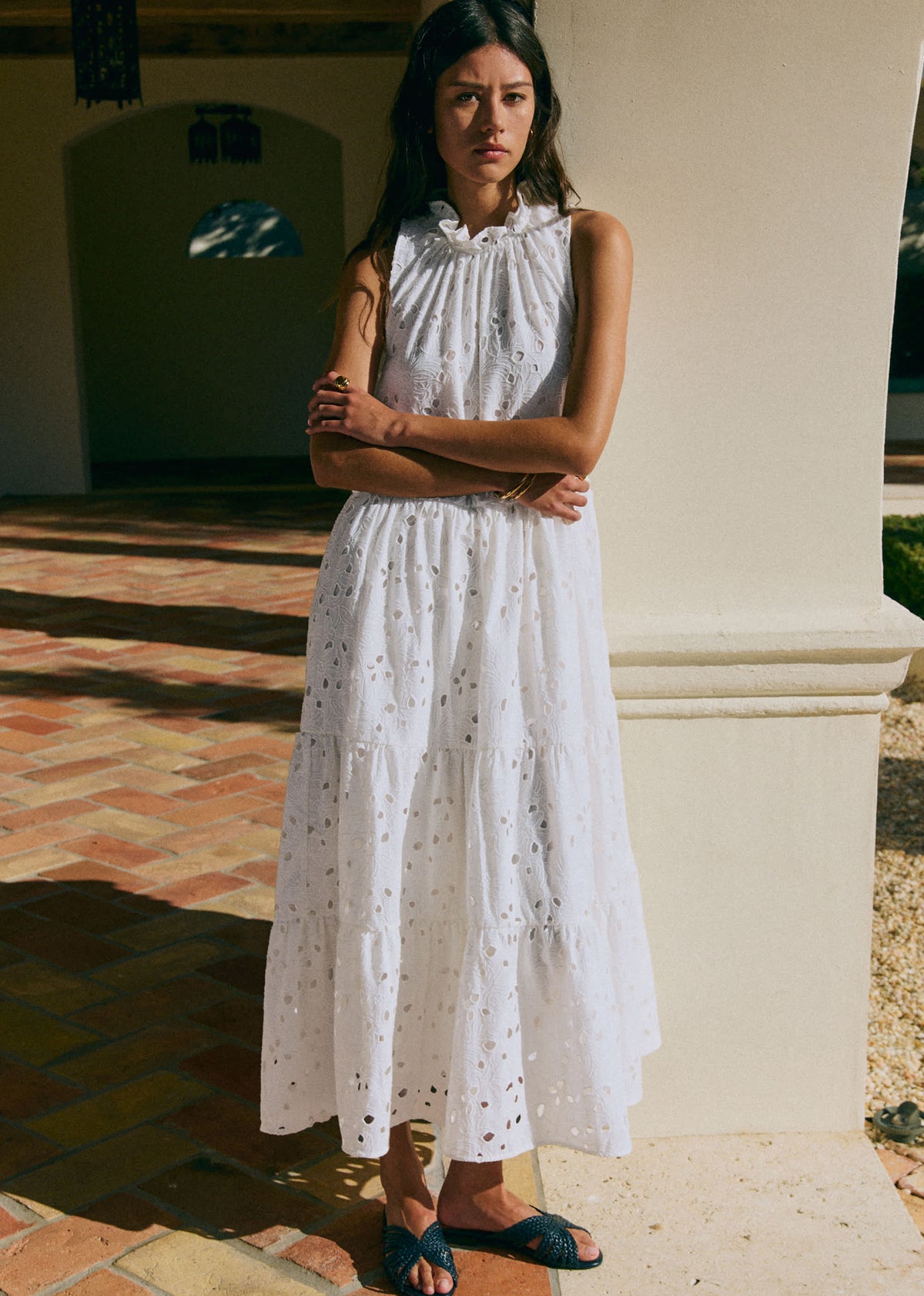 Robe Olany - Broderie Unie Fleurs Maxi Écru
