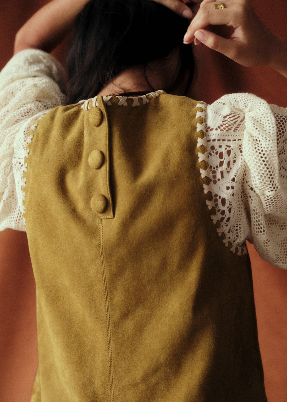 Robe Nicia - Sézane x Baziszt - Mordoré Croisillons Ecru