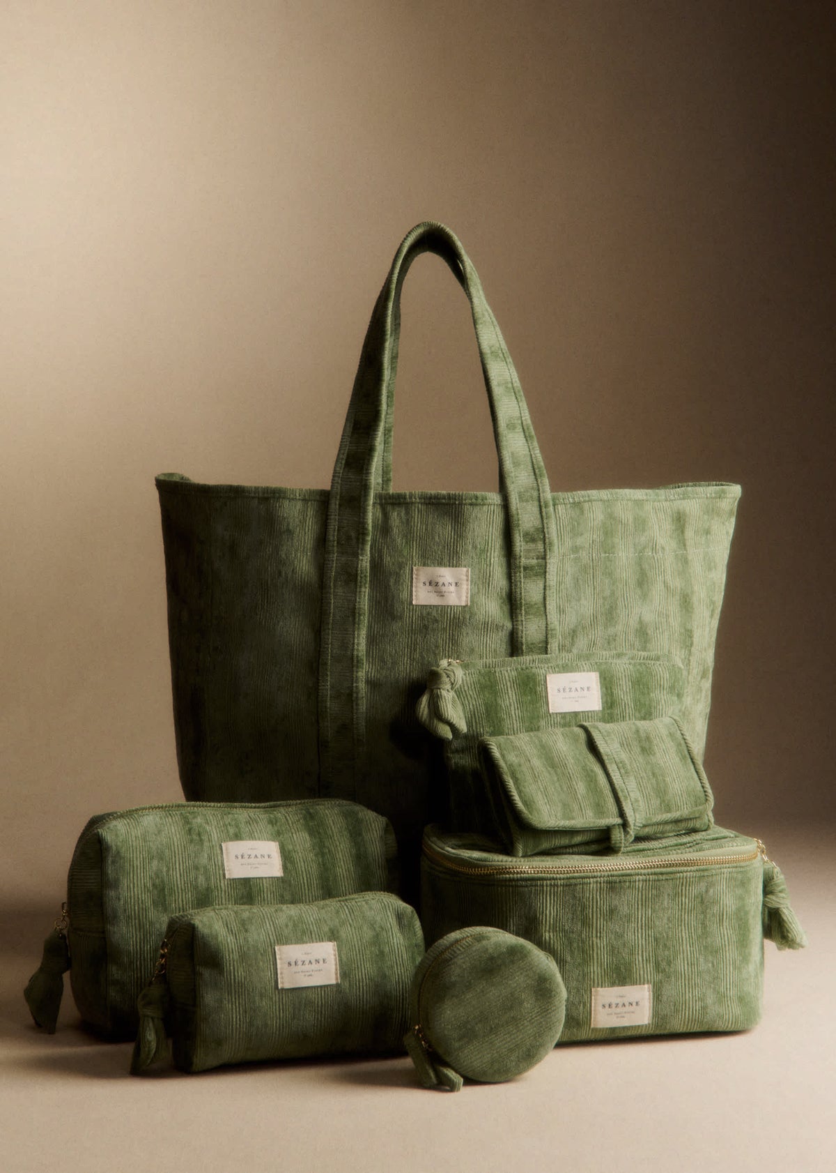 Trousse de beauté velours milleraie - Sauge