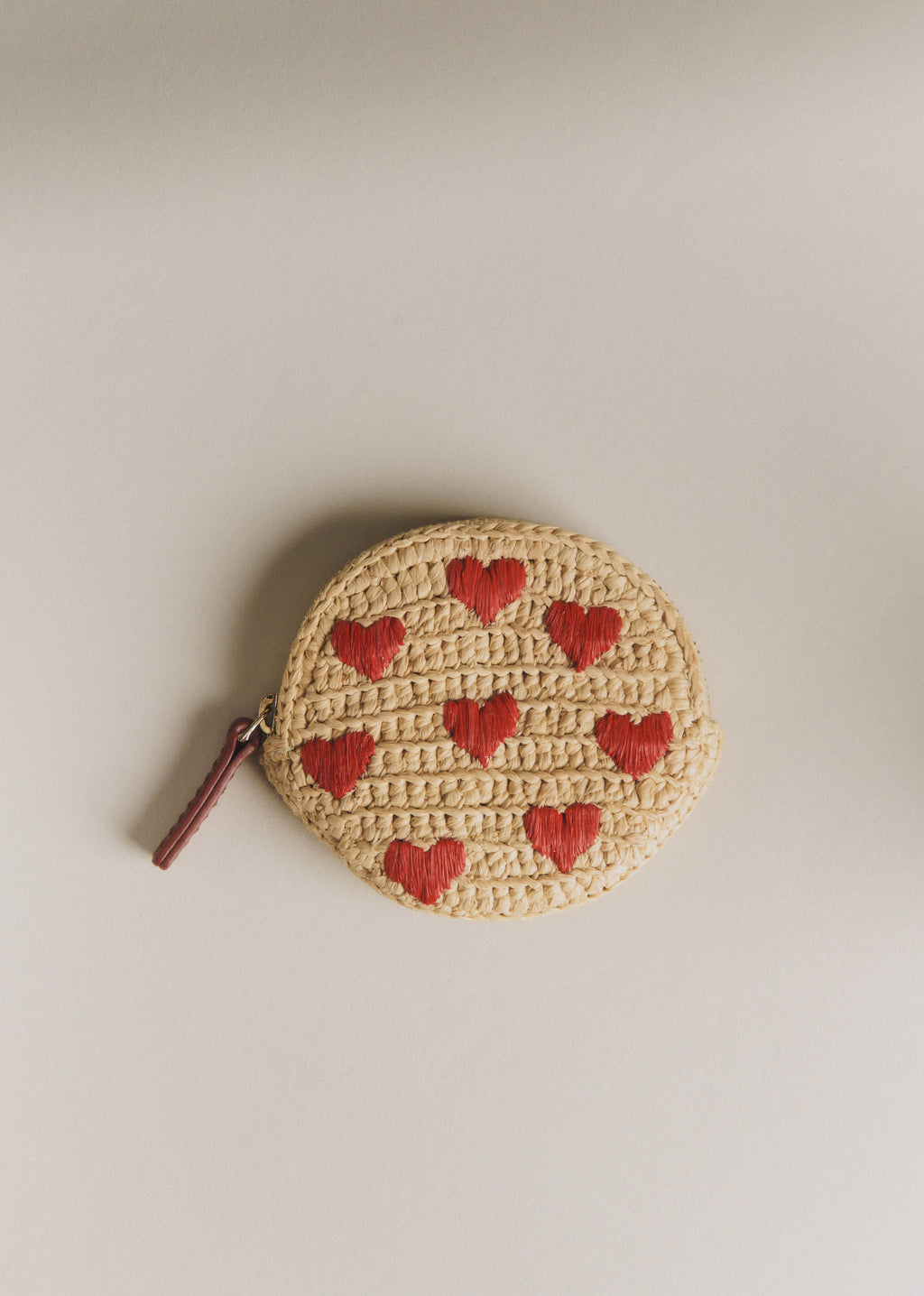 Porte-monnaie Nicole - Raphia Broderie Coeur