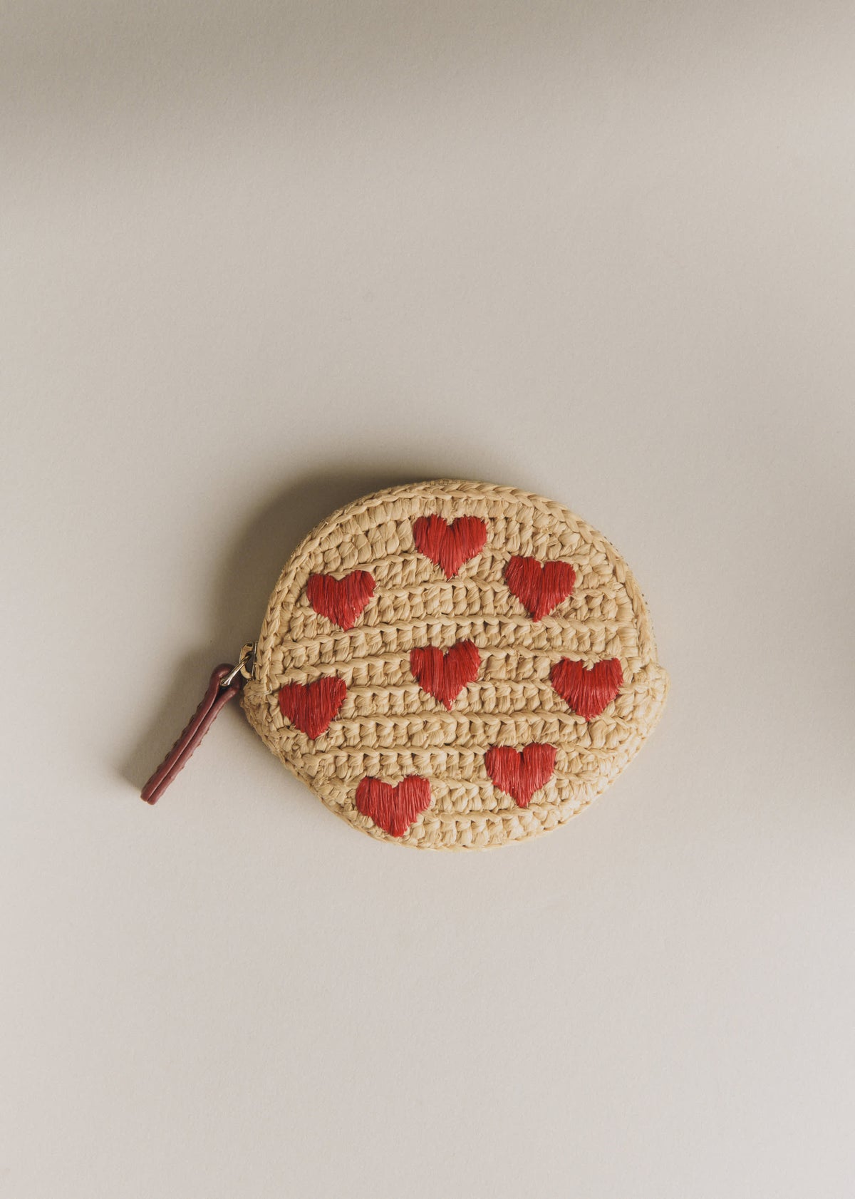 Porte-monnaie Nicole - Raphia Broderie Coeur