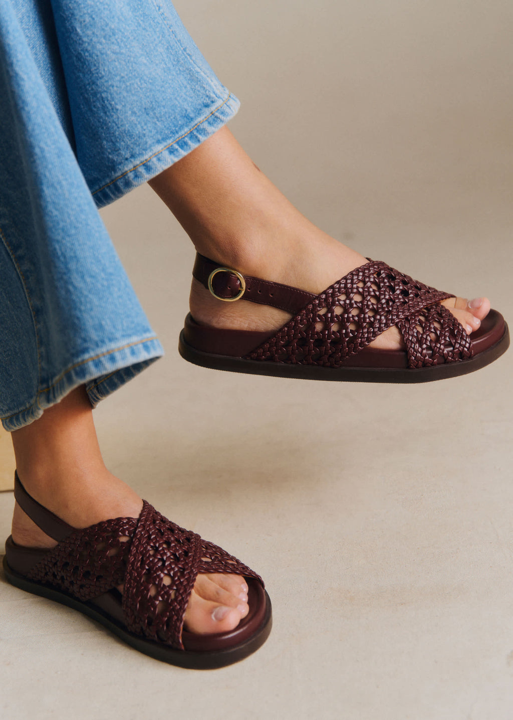 Sandales Low Tilda - Chocolat Lisse Tressé