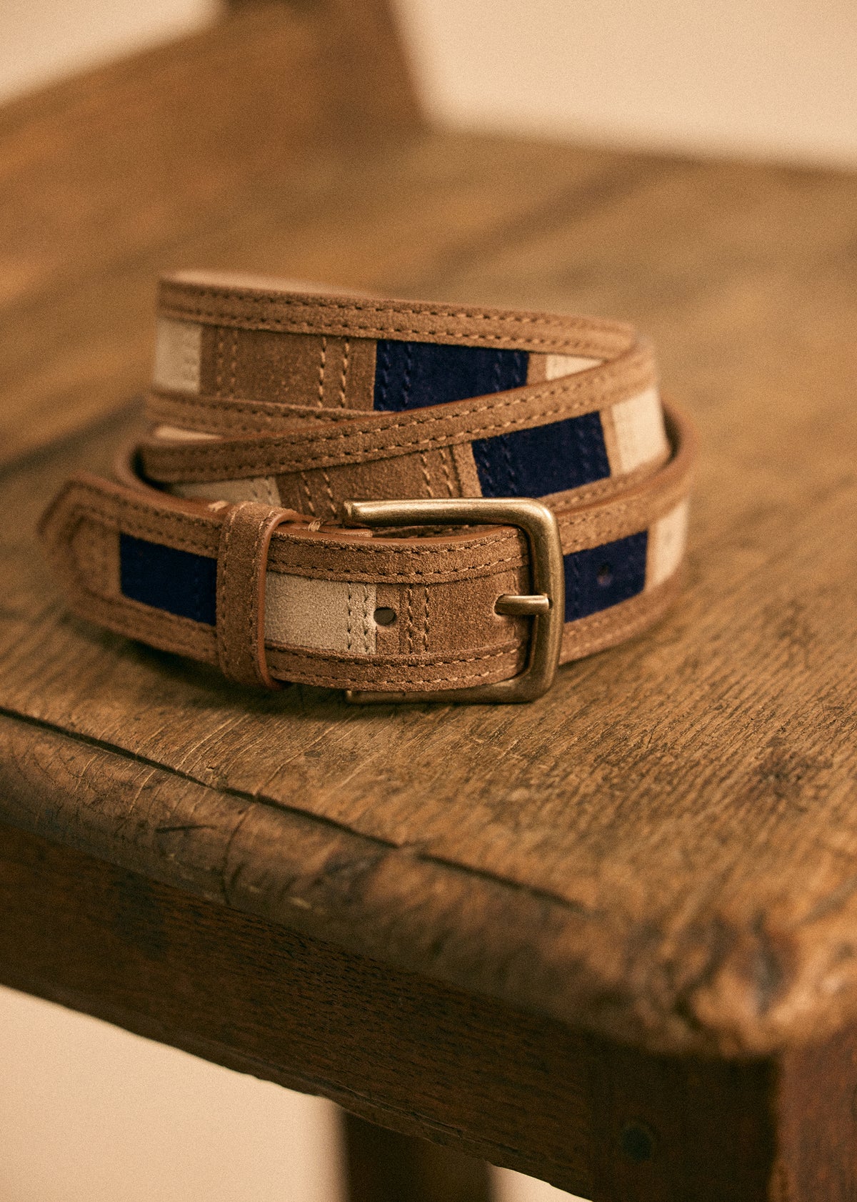 Ceinture Sidney Patchwork - Marine / Camel / Beige