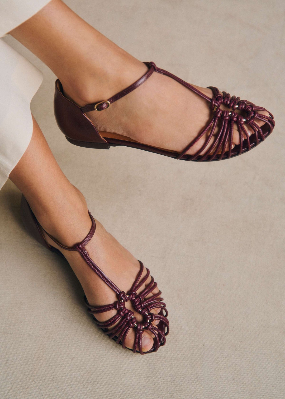 Sandales Low Mira - Bordeaux Lisse