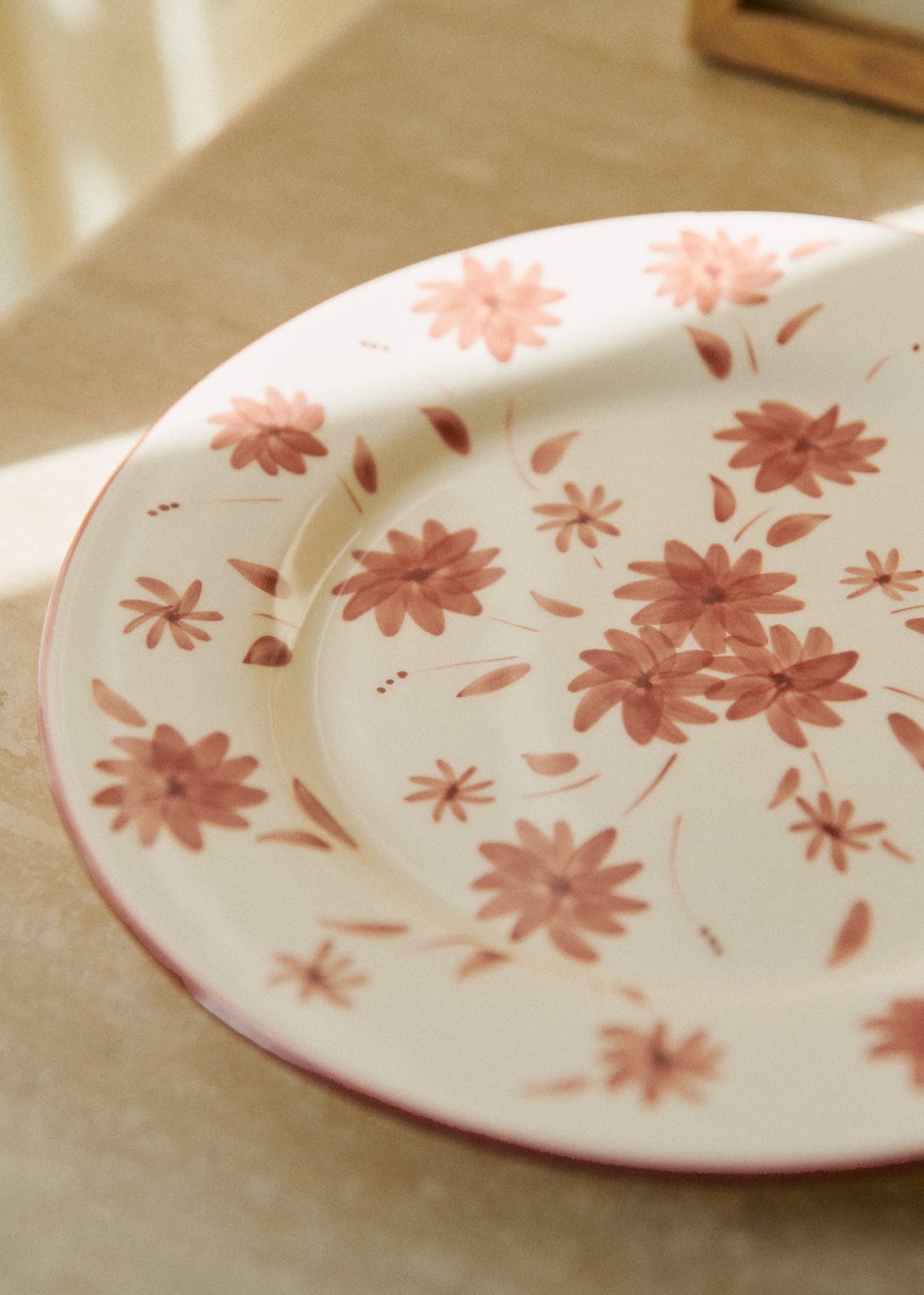 Set de 4 assiettes plates - Fleurs de Jardin - Terre de sienne