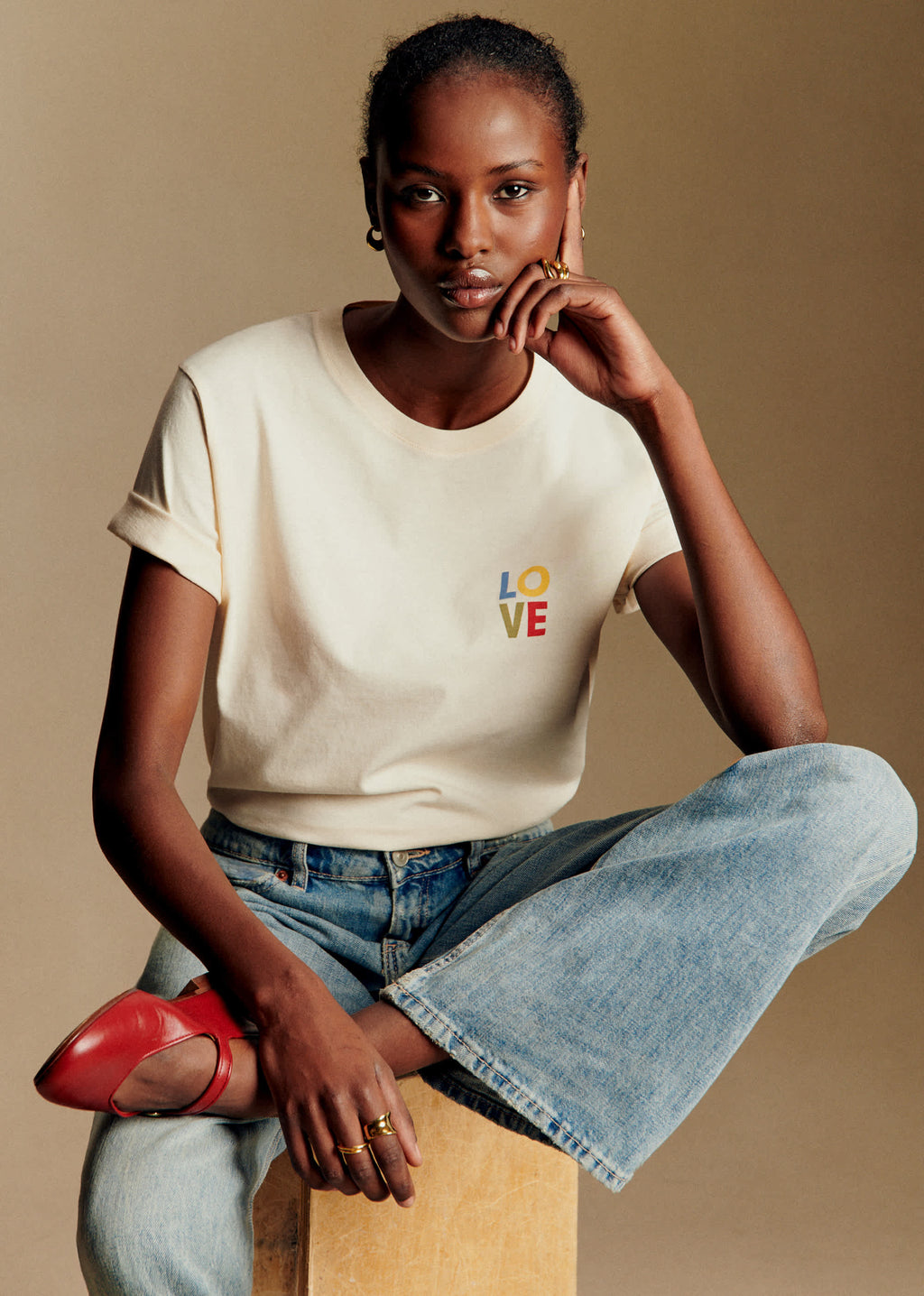 T-Shirt Love - Sézane x Gustave Roussy - Ficelle / Multicolore