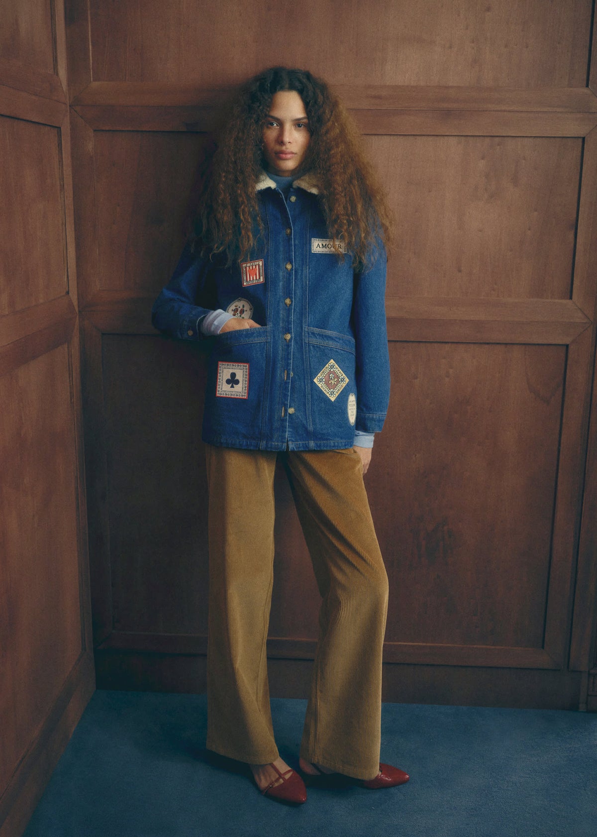 Veste Will - Sézane x Antoinette Poisson - Broderie Contrasté Bleu denim