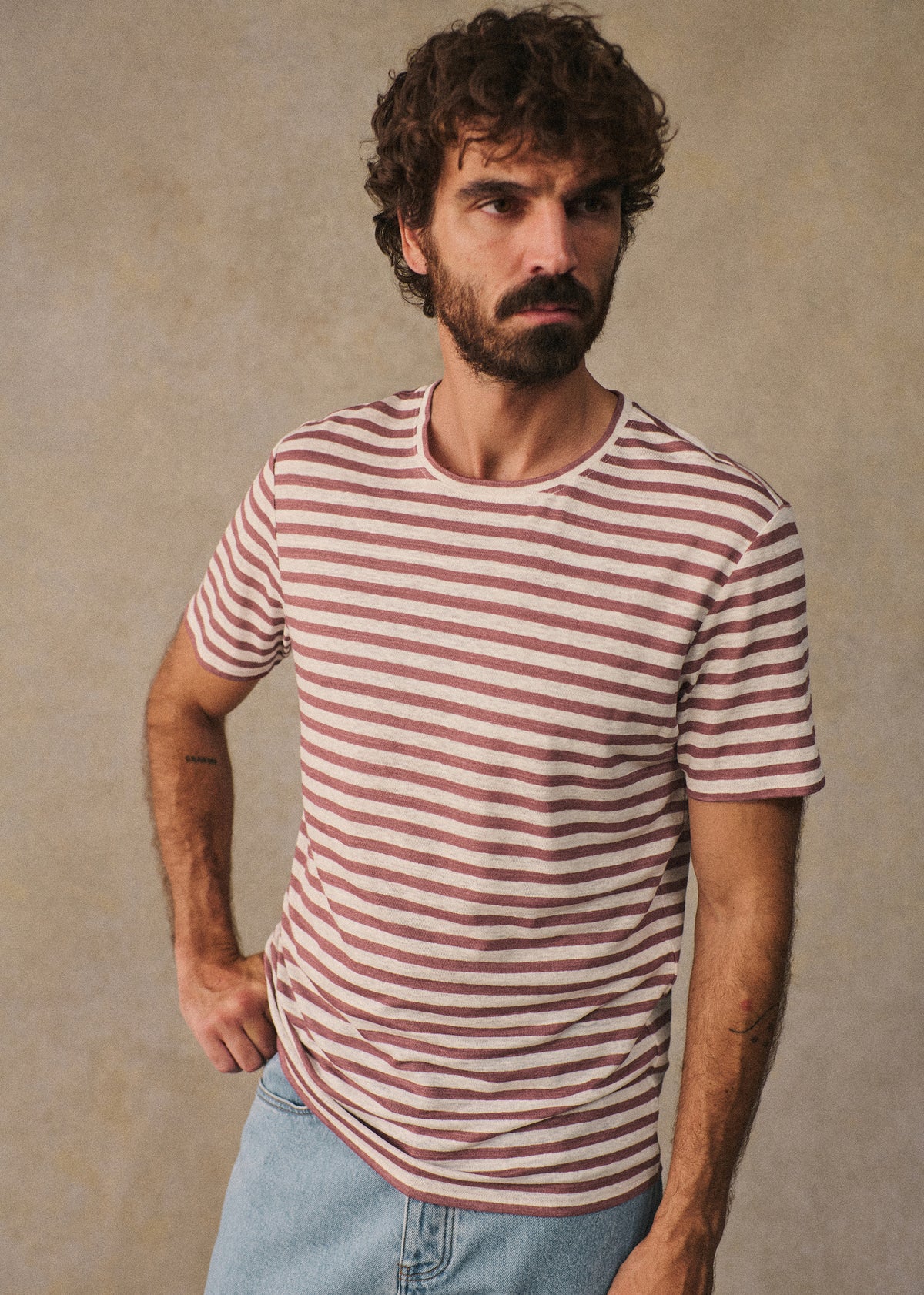 T-Shirt Fabio - Écru / Rose Ancien