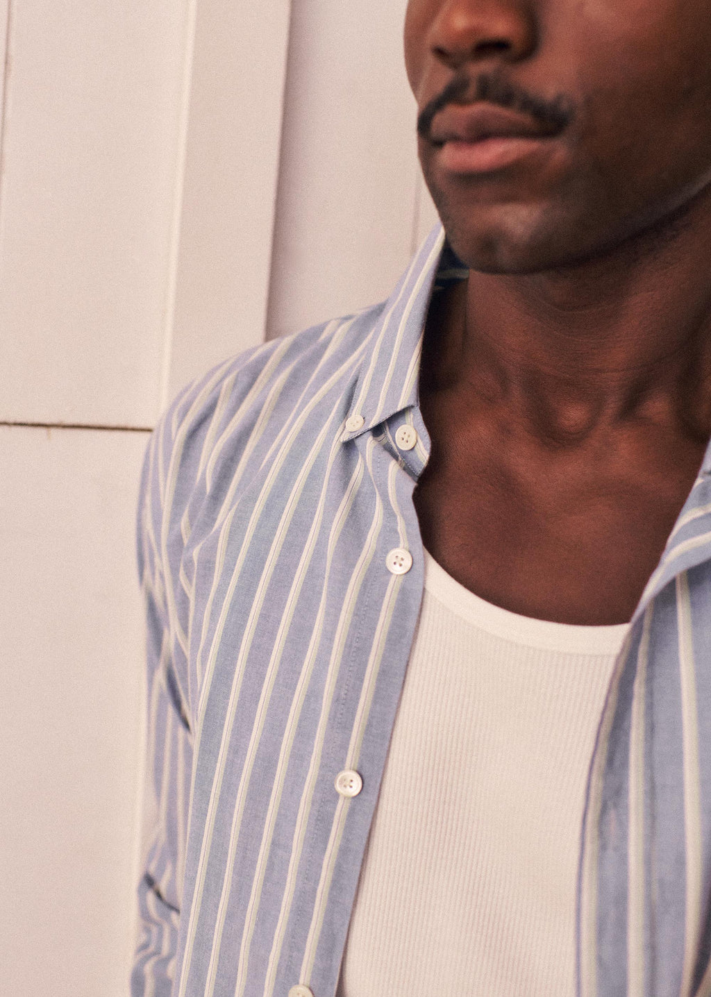 Chemise Charlie - Bleu Rayures Vert / Blanc