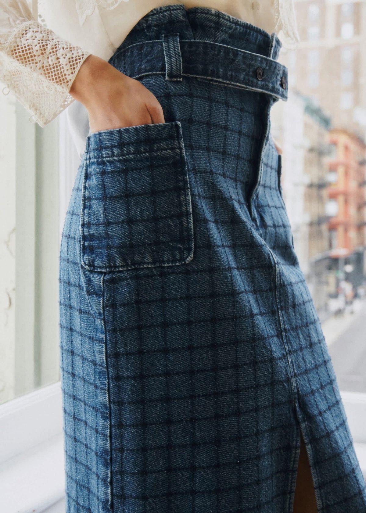Jupe Pylla - Sézane x SEA NY - Broderie Marine Fond Denim