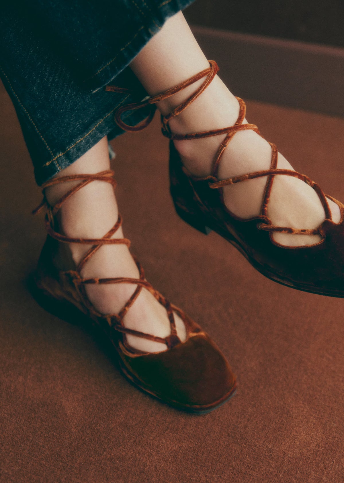 Ballerines Low Leocadie - Brique Velours