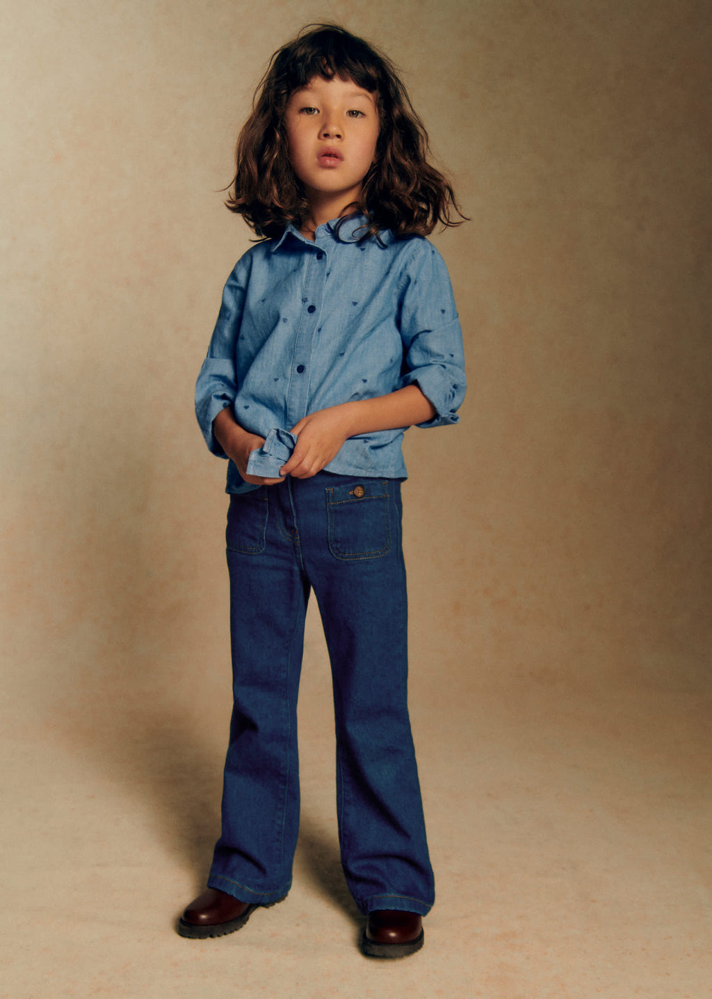 Chemise Pierro - Chambray Coeur Brodé Marine