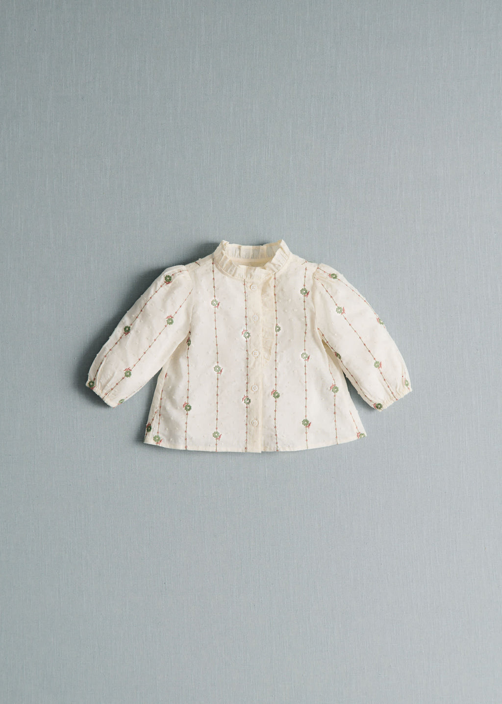 Chemise Chlo - Broderie Sauge / Camel Fond Ecru