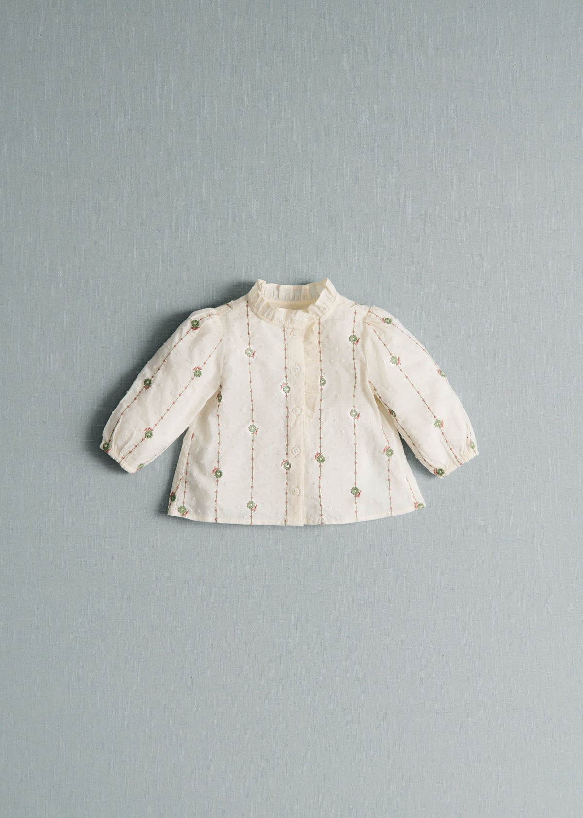 Chemise Chlo - Broderie Sauge / Camel Fond Ecru